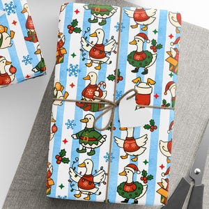 Goose Christmas Wrapping Paper Silly Goose Gift Wrapping Paper Children Holiday Gift Wrap Funny Christmas Gift for Friends Funny Gift Wrap image 1