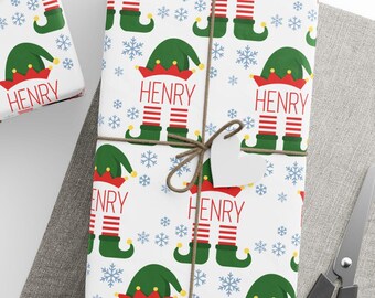 Custom Christmas Wrapping Paper for Children Personalized Elf Wrapping Paper With Name Unique Gift Wrap Children Holiday Gift Wrap With Name