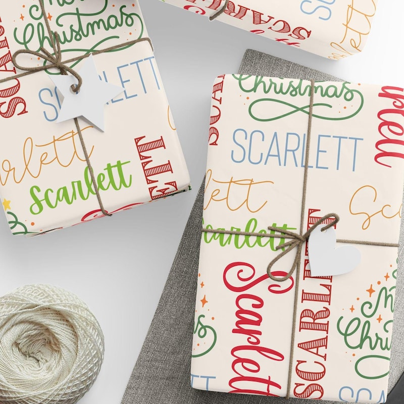 🎄Custom holiday surprise name wrapping paper,Christmas Wrapping Paper,children's name,friend gift wrapping