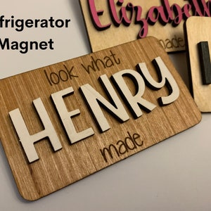 Personalized Look What I Made Refrigerator Magnets | 3D Wood Children's Name Artwork Display