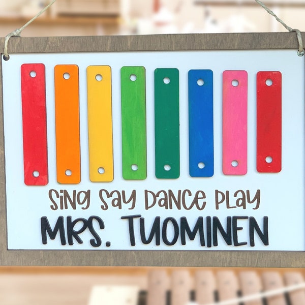 Custom Elementary Music Teacher Classroom Decor Sing Say Dance Play Music Teacher Door Hanger Personalized Music Teacher Appreciation Gift