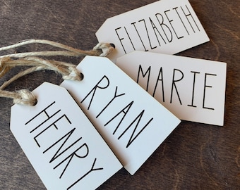 Personalized Reusable Gift Tags Custom Engraved Stocking Tags White Engraved Gift Tags With Twine Custom Holiday Gift Tags Simple Gift Tags