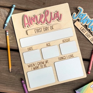 First Day of School Sign Personalized Back to School Sign Reusable Kindergarten 1st Day of School Sign Dry Erase Back to School Gift