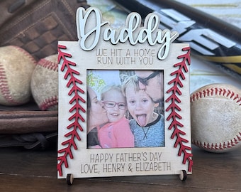 Baseball Father's Day Gift for Baseball Dad Coach Custom Father's Day Gift for Grandpa Baseball Picture Frame Dad Gift Refrigerator Magnet