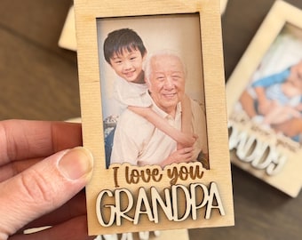 Custom Picture Frame Magnet Gift for Grandpa Fathers Dad Gift from Kids Personalized Photo Frame for Grandparents Keepsake Daddy Frame