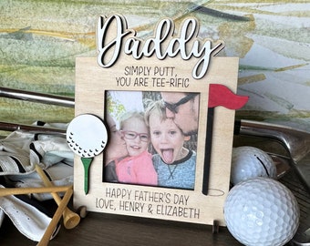 Golf Father's Day Gift for Golf Grandpa Custom Father's Day Golf Dad Refrigerator Magnet Grandpa Picture Frame Wooden Golf Themed Dad Gift