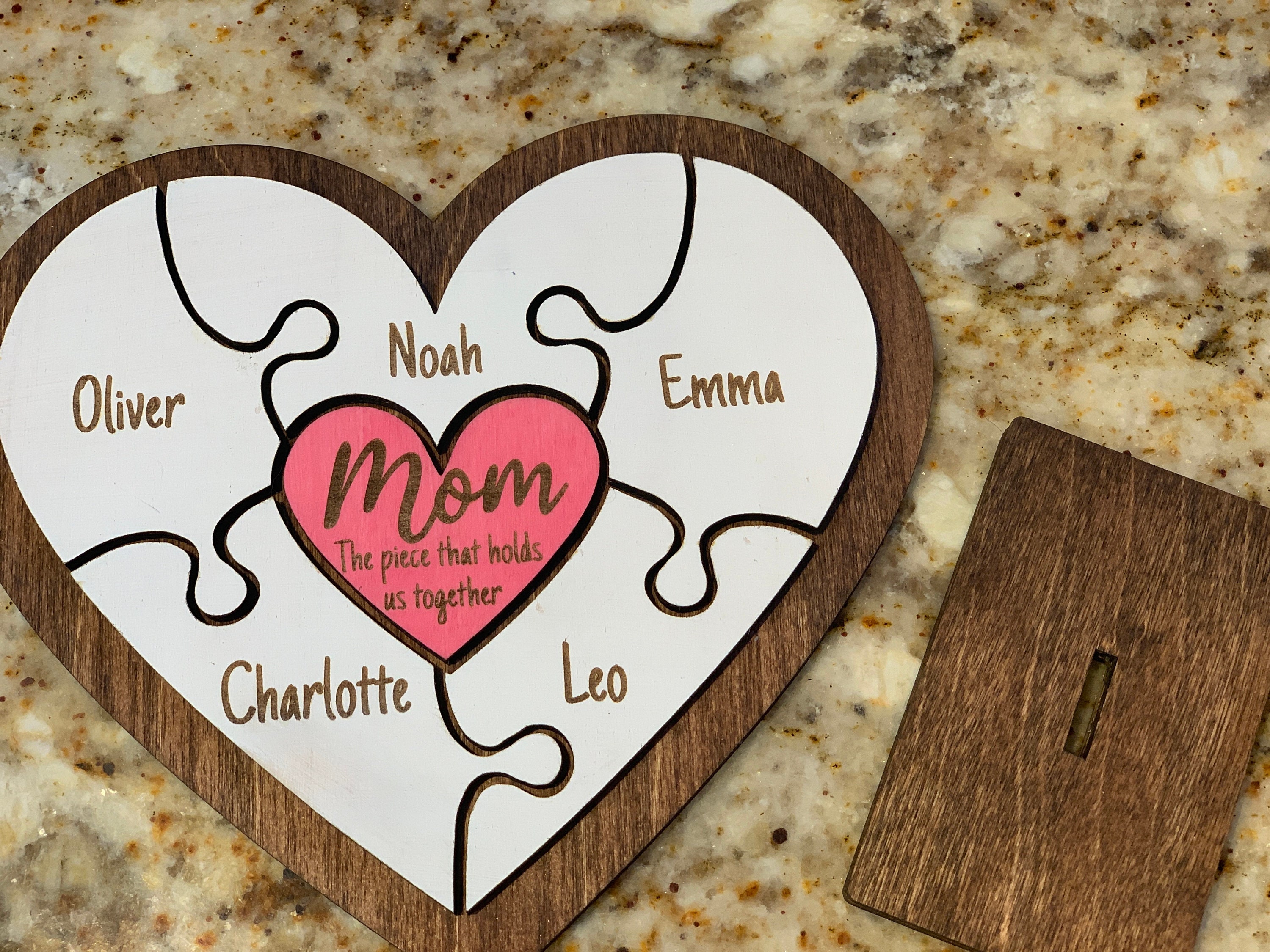 Personalized Mom Heart Puzzle | Custom Mother's Day Gift 3D Wood