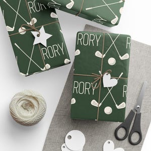 Custom Golf Wrapping Paper with Name Golf Gift Wrap Golf Christmas Gift Wrap Golf Dad Gift for Golf Lover Personalized Golf Gift image 1
