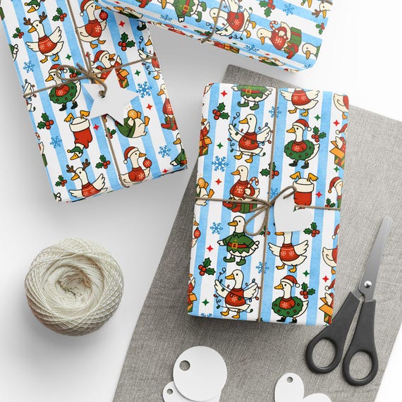 Goose Christmas Wrapping Paper Silly Goose Gift Wrapping Paper Children Holiday Gift Wrap Funny Christmas Gift for Friends Funny Gift Wrap