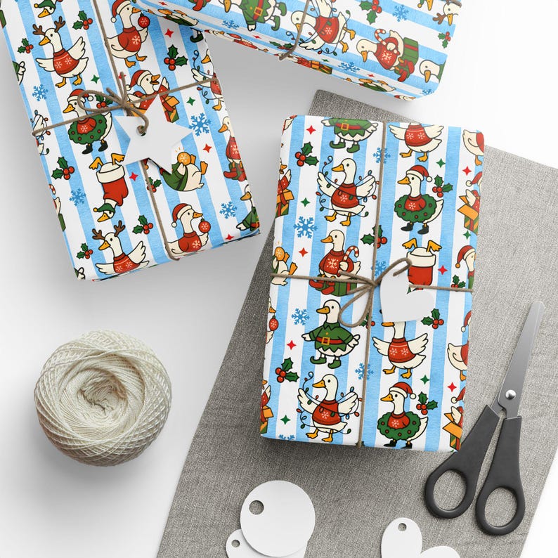 Goose Christmas Wrapping Paper Silly Goose Gift Wrapping Paper Children Holiday Gift Wrap Funny Christmas Gift for Friends Funny Gift Wrap image 1