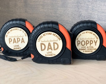 Personalized Tape Measure Father's Day Gift From Kids Engraved Yellow Tape Measure No One Measures Up To You Dad Grandpa Papa Tape Measure