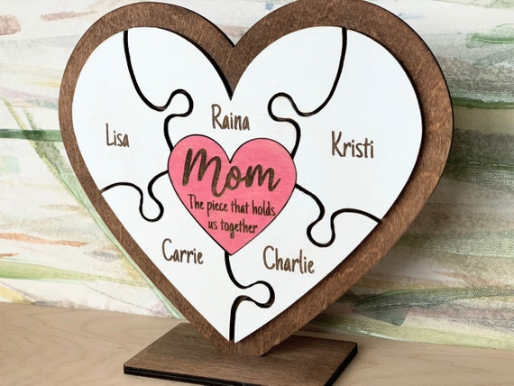 Personalized Mom Heart Puzzle | Custom Mother's Day Gift 3D Wood