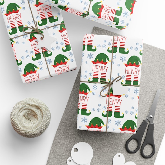 Custom Christmas Wrapping Paper for Children Personalized Elf Wrapping Paper With Name Unique Gift Wrap Children Holiday Gift Wrap With Name