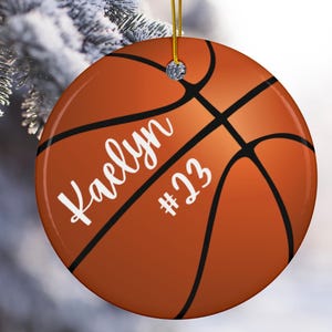 Personalized Basketball Ornament With Name Basketball Senior Gift Custom Basketball Christmas Ornament Basketball Gifts for Team