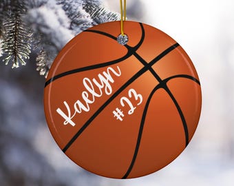 Personalized Basketball Ornament With Name Basketball Senior Gift Custom Basketball Christmas Ornament Basketball Gifts for Team
