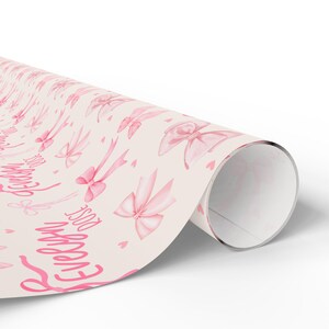 Custom Gift Wrap for Girl Wrapping Paper Pink Bows Birthday Decorations Coquette Birthday Gift Wrap Name Wrapping Paper Girl Birthday Party image 8