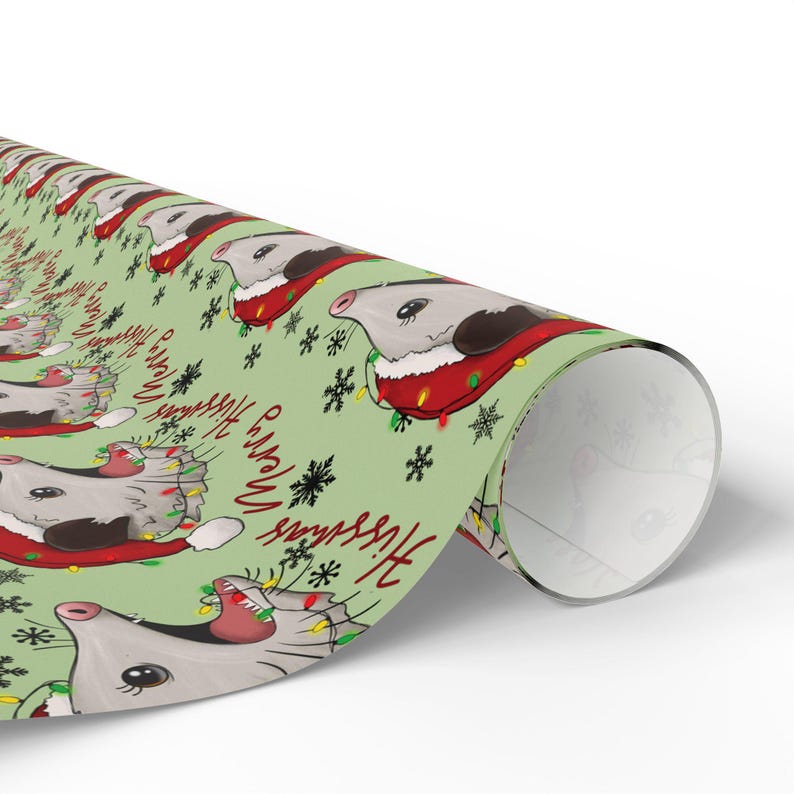 Possum Wrapping Paper Funny Possum Gift Wrap Possum Lover Gift Idea Merry Hissmas Opossum Christmas Gift Idea Funny Wrapping Paper image 2