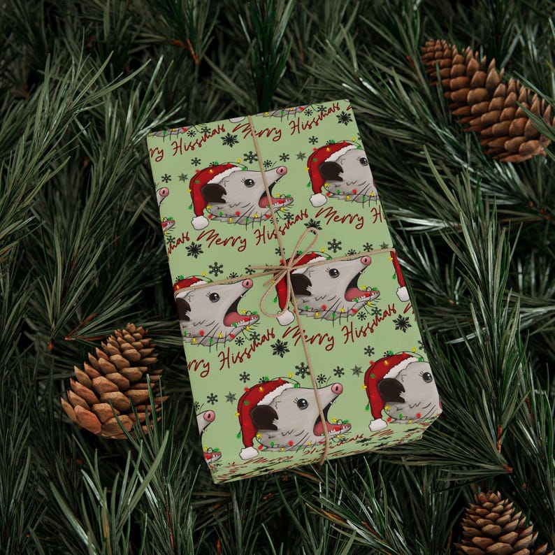 Possum Wrapping Paper Funny Possum Gift Wrap Possum Lover Gift Idea Merry Hissmas Opossum Christmas Gift Idea Funny Wrapping Paper image 3