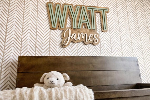 Wood Name Sign For Nursery Layered Name Sign Above Crib Sign Custom Nursery Wall Art Personalized Nursery Sign Personalized Nursery Wall Art