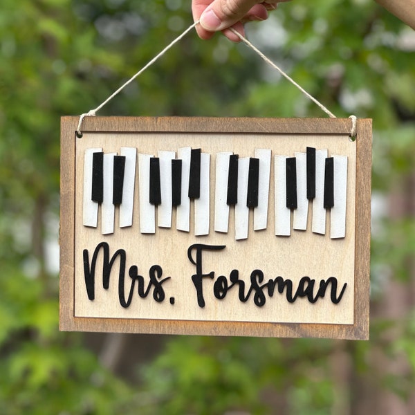 Music Teacher Door Hanger Personalized Music Teacher Name Sign Music Teacher Appreciation Gift Piano Teacher Gift Music Classroom Decor