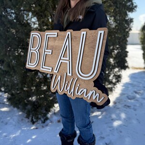 Wood Name Sign For Nursery Layered Name Sign Above Crib Sign Custom Nursery Wall Art Personalized Nursery Sign Personalized Nursery Wall Art image 2