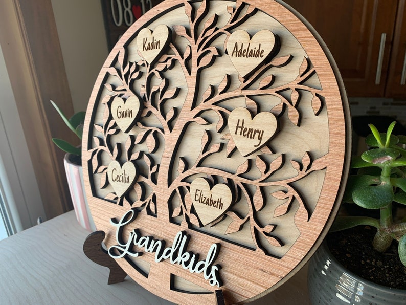 Personalized Wooden Family Tree Custom Mother's Day Gift Etsy