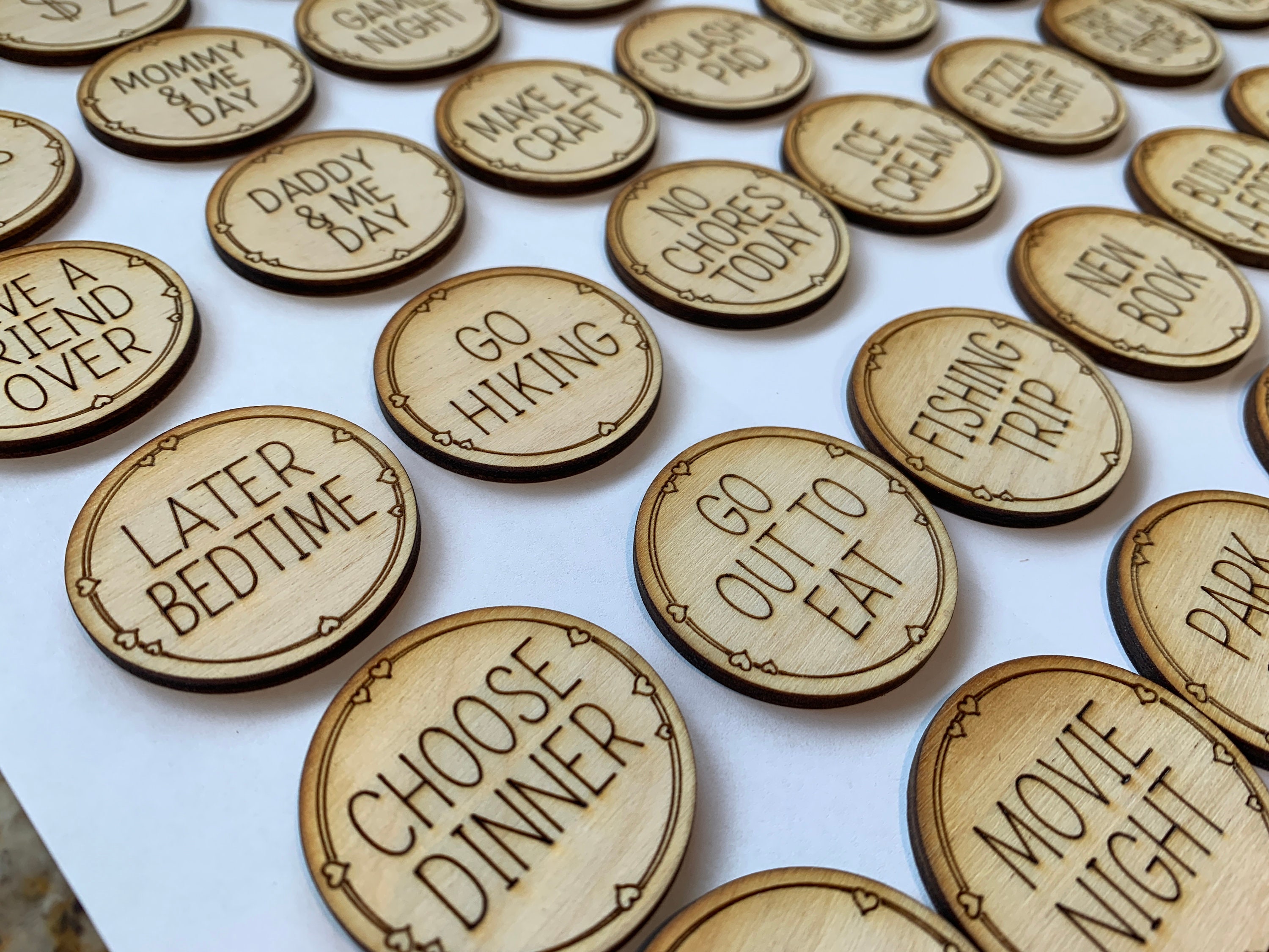 Easter Basket Egg Tokens Set of 42 | Easter Basket Stuffers | Wooden Easter Reward Coins | Egg Hunt Prizes and Rewards for Children