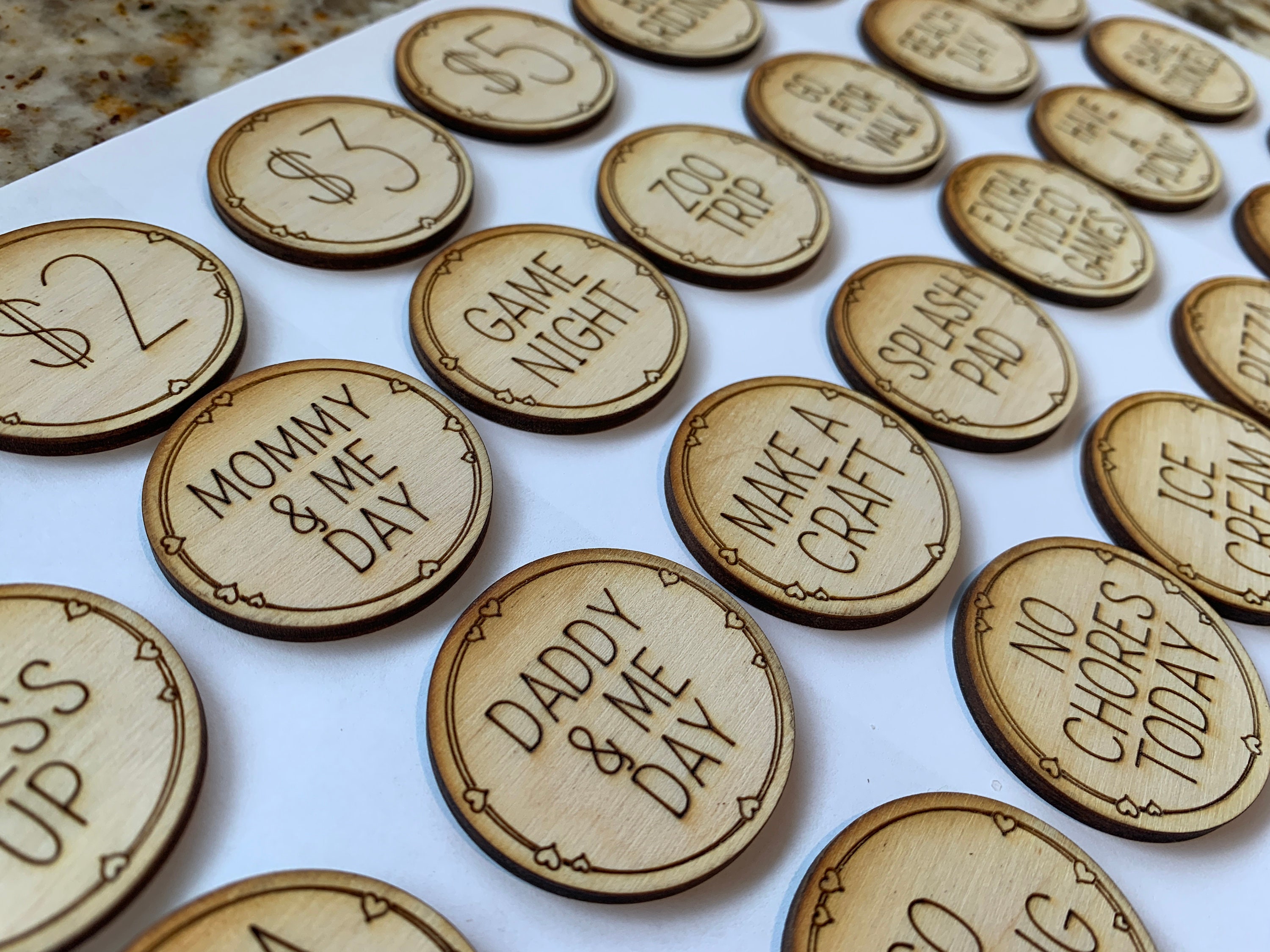 Easter Basket Egg Tokens Set of 42 | Easter Basket Stuffers | Wooden Easter Reward Coins | Egg Hunt Prizes and Rewards for Children