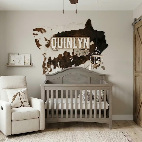 Wood Name Sign For Western Nursery Decor Layered Name Sign Above Crib Sign Custom Nursery Wall Art Personalized Nursery Sign Cowgirl Nursery