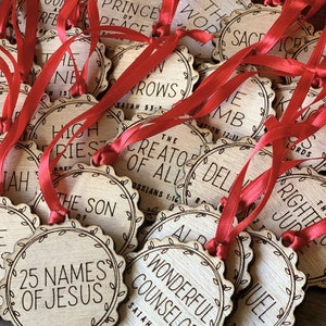 25 Names of Jesus Ornament Set Christian Christmas Tree Religious Ornaments Advent Scripture Ornaments Biblical Countdown to Christmas