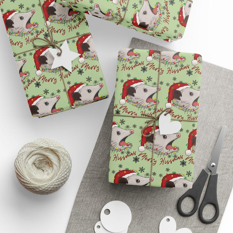 Possum Wrapping Paper Funny Possum Gift Wrap Possum Lover Gift Idea Merry Hissmas Opossum Christmas Gift Idea Funny Wrapping Paper image 6