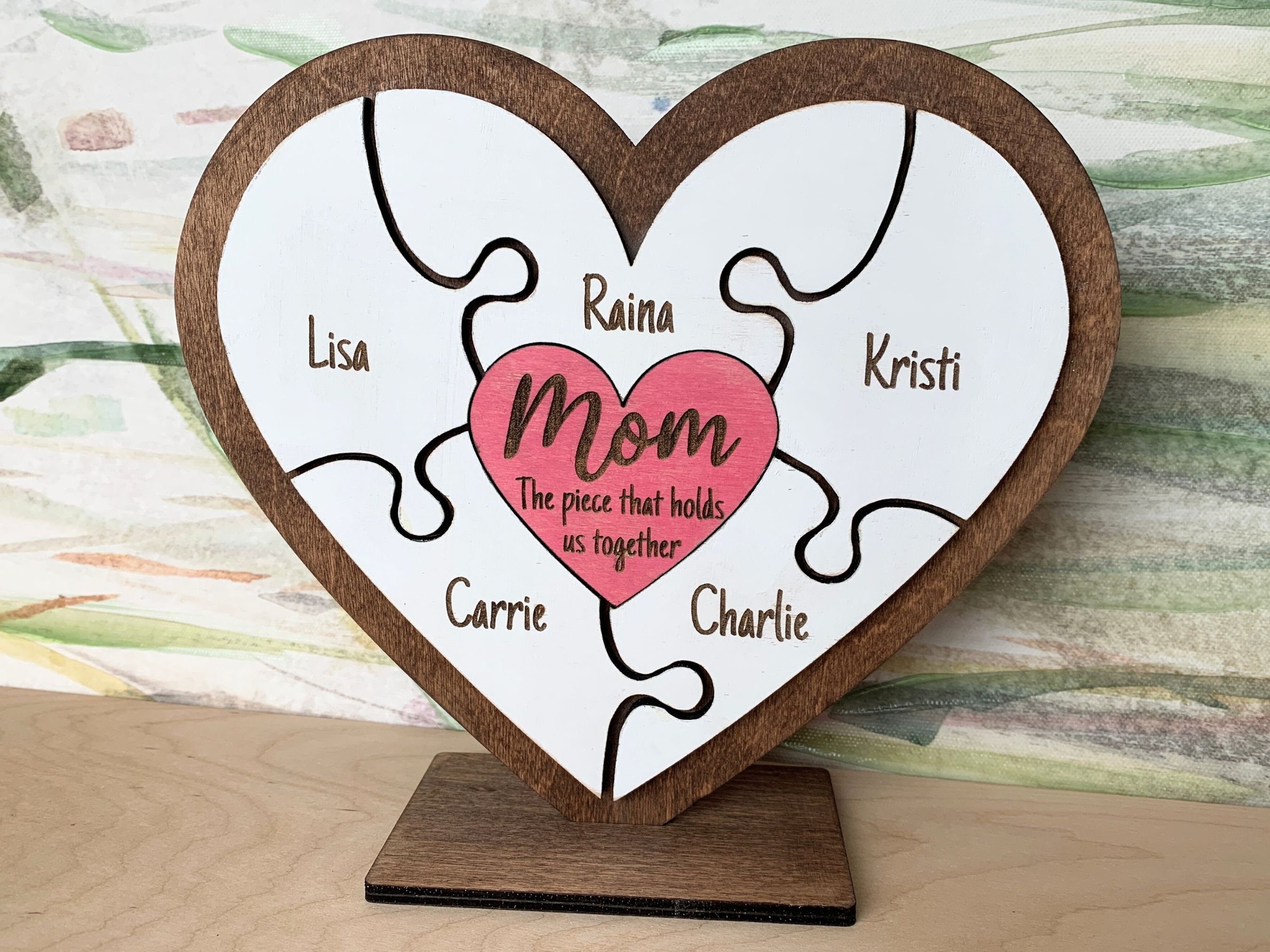 Personalized Mom Heart Puzzle | Custom Mother's Day Gift 3D Wood