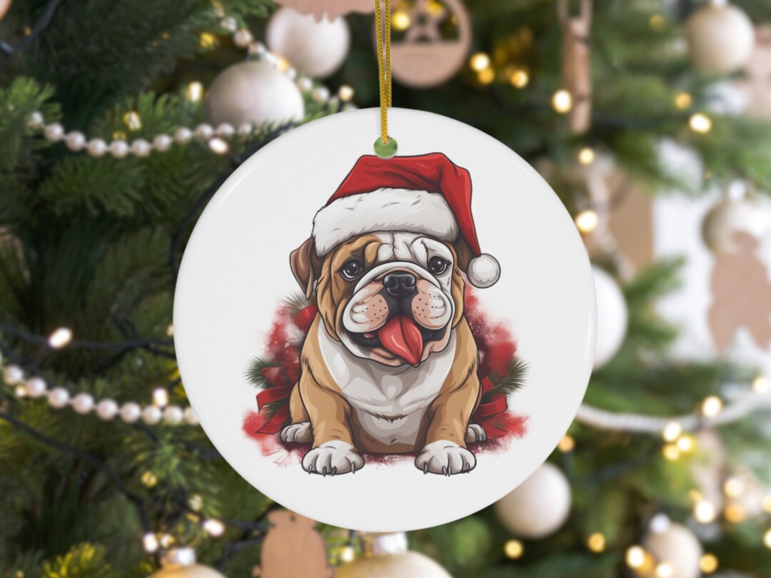 Cute Bulldog Christmas Ornament Personalized Dog's First Christmas