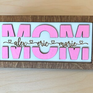 Personalized Mom Gift Wood Sign With Engraved Kid Names Custom Gift for ...
