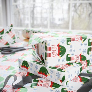 Custom Christmas Wrapping Paper for Children Personalized Elf Wrapping Paper With Name Unique Gift Wrap Children Holiday Gift Wrap With Name 画像 3