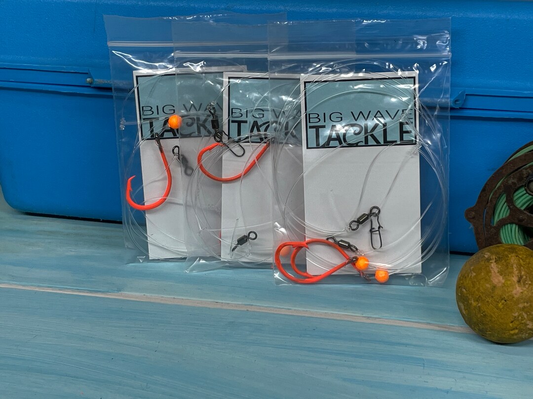 Big Wave Tackle Pompano Slayer Rig 3 Pack 50 Fluorcarbon Swivel 5/0 Carbon Nickel Circle Hooks
