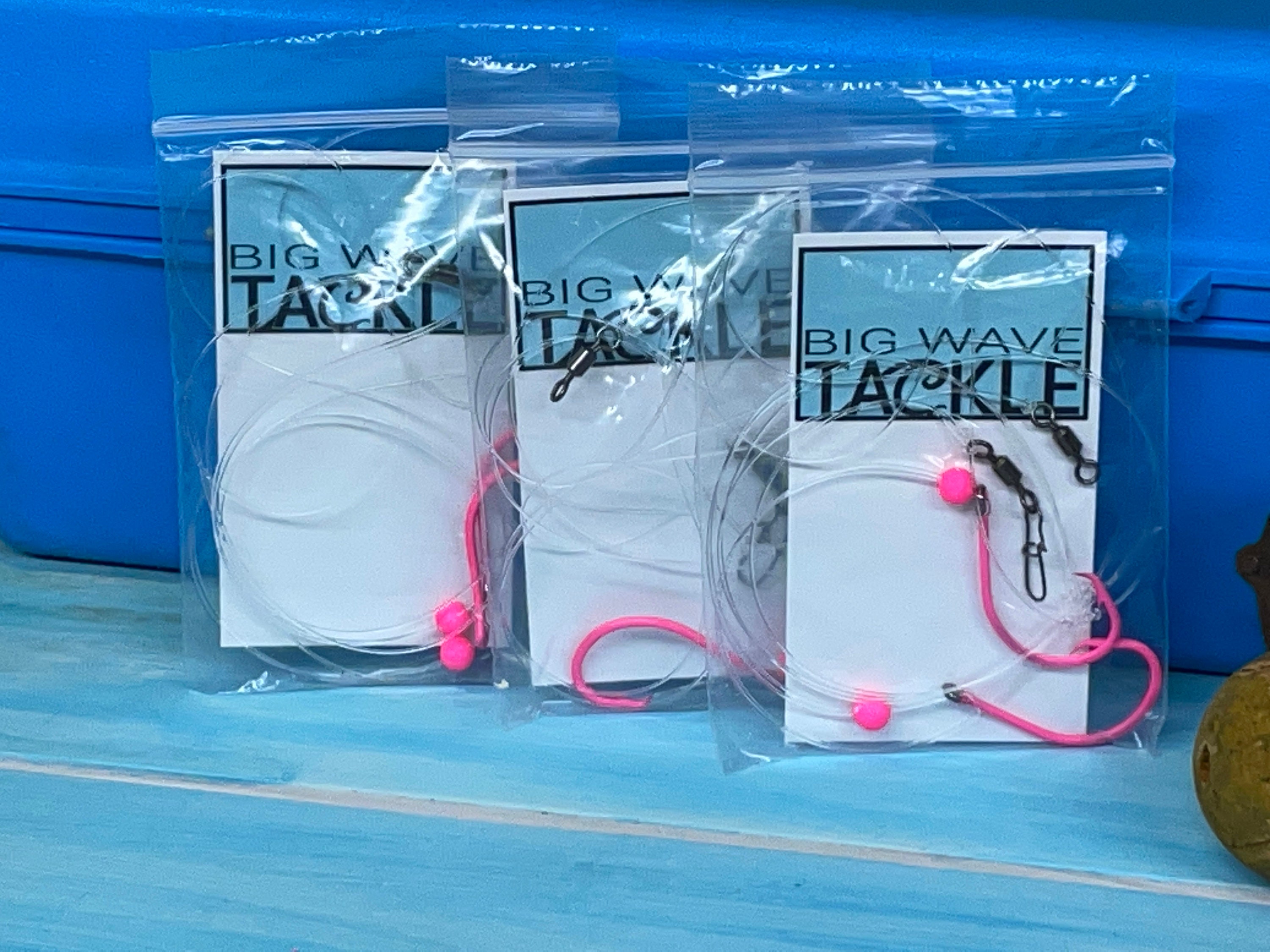 Big Wave Tackle Pompano Slayer Rig 3 Pack 50 Fluorcarbon Swivel 5/0 Carbon  Nickel Circle Hooks Float Beads Dual Lock Terminal Double Drop 