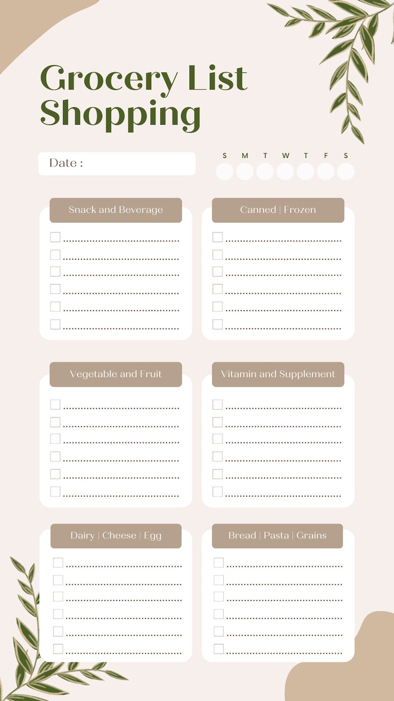 Grocery Shopping List Pdf, Printable Grocery Checklist PDF, Shopping ...
