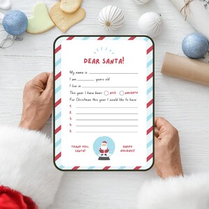 Blue and Red Modern Christmas Wish List Letter to Santa