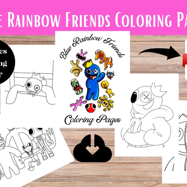 Blue Rainbow Friends Coloring Pages | Printable Kids Coloring Sheets | Cute Animal Characters | Instant Download| Educational Activity