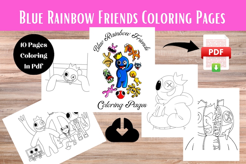 Blue Rainbow Friends Coloring Pages Printable Kids Coloring Sheets Cute ...