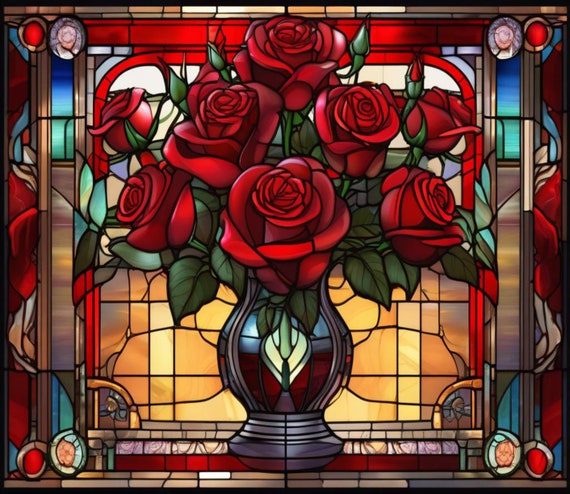Tumbler Wrap Stained Glass Roses