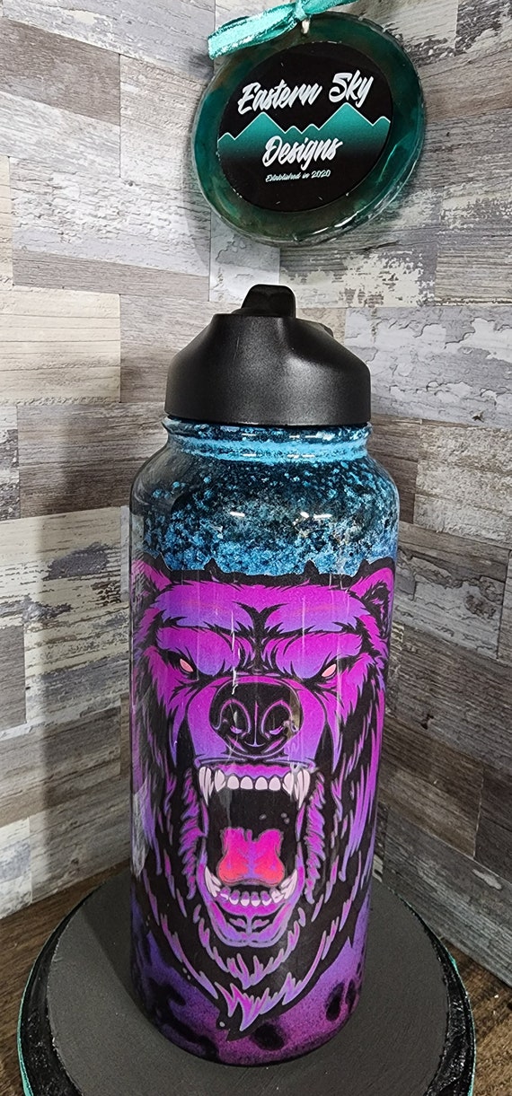 Multi-color bear skinny tumbler