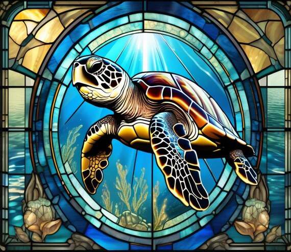 Tumbler Wrap Stained Glass Sea Turtle