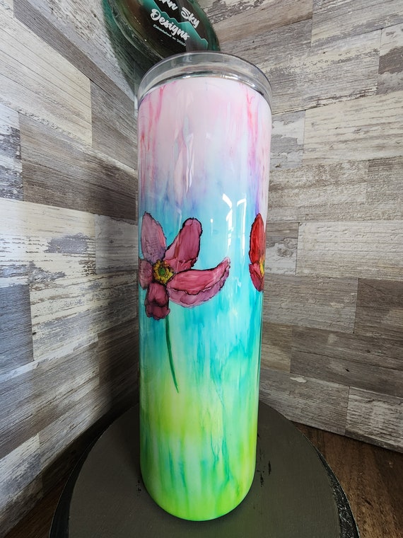 Mothers Day flowers 20oz tumbler custom made coffee cup stainless tumbler hand made art custom idea limited edition hand painted