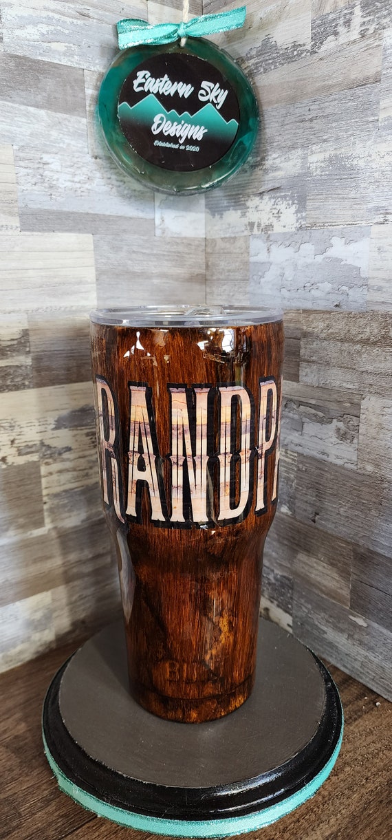 Grandpa woodgrain custom tumbler