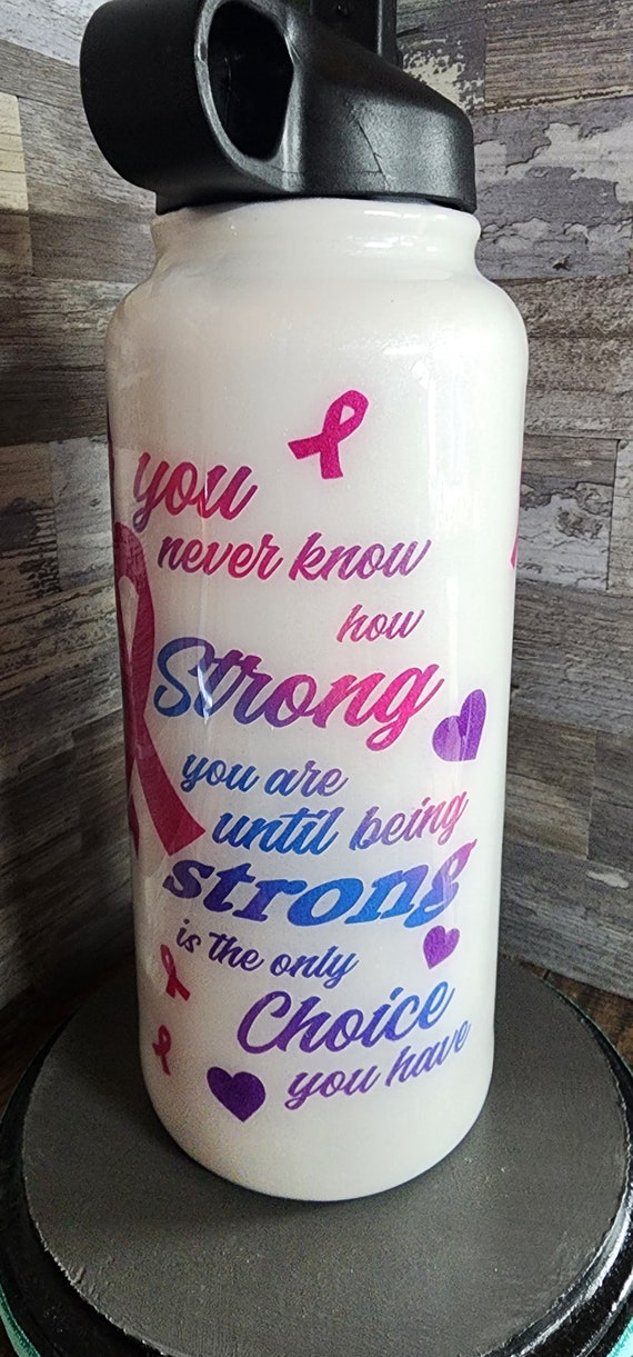 Custom breast cancer support water bottle custom made coffee cup stainless tumbler hand made art custom idea limited edition hand painted