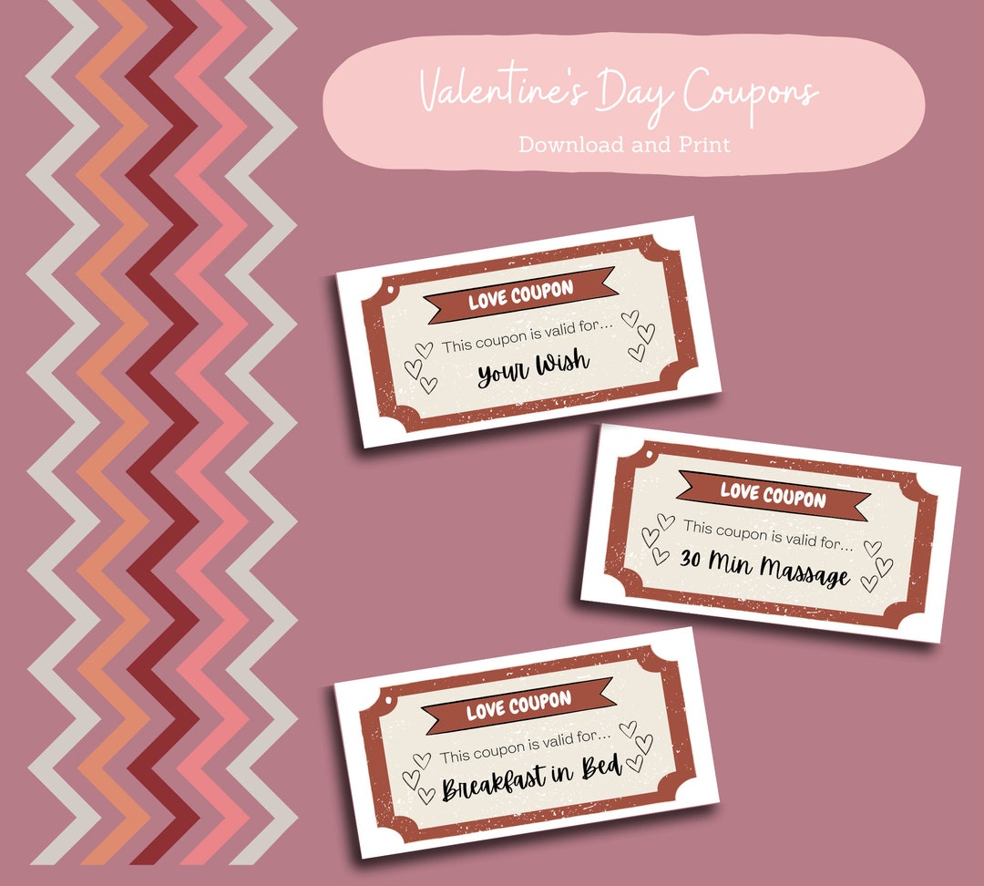 Printable Valentine s Day Coupons Love Coupons Printable Coupons For Him Boyfriend Coupons