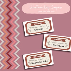 Druckbare Valentinstag Coupons, Liebe Coupons, druckbare Coupons, für Ihn, Freund Coupons