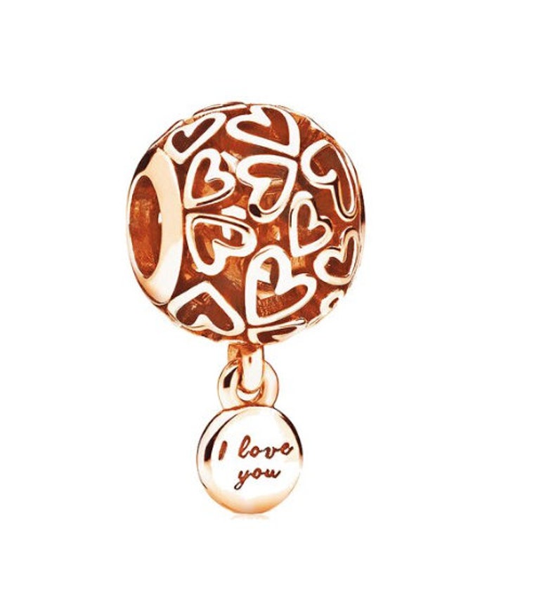 Rose Gold Beaded Message Love Heart Bead Fits Pandora Bracelet Etsy